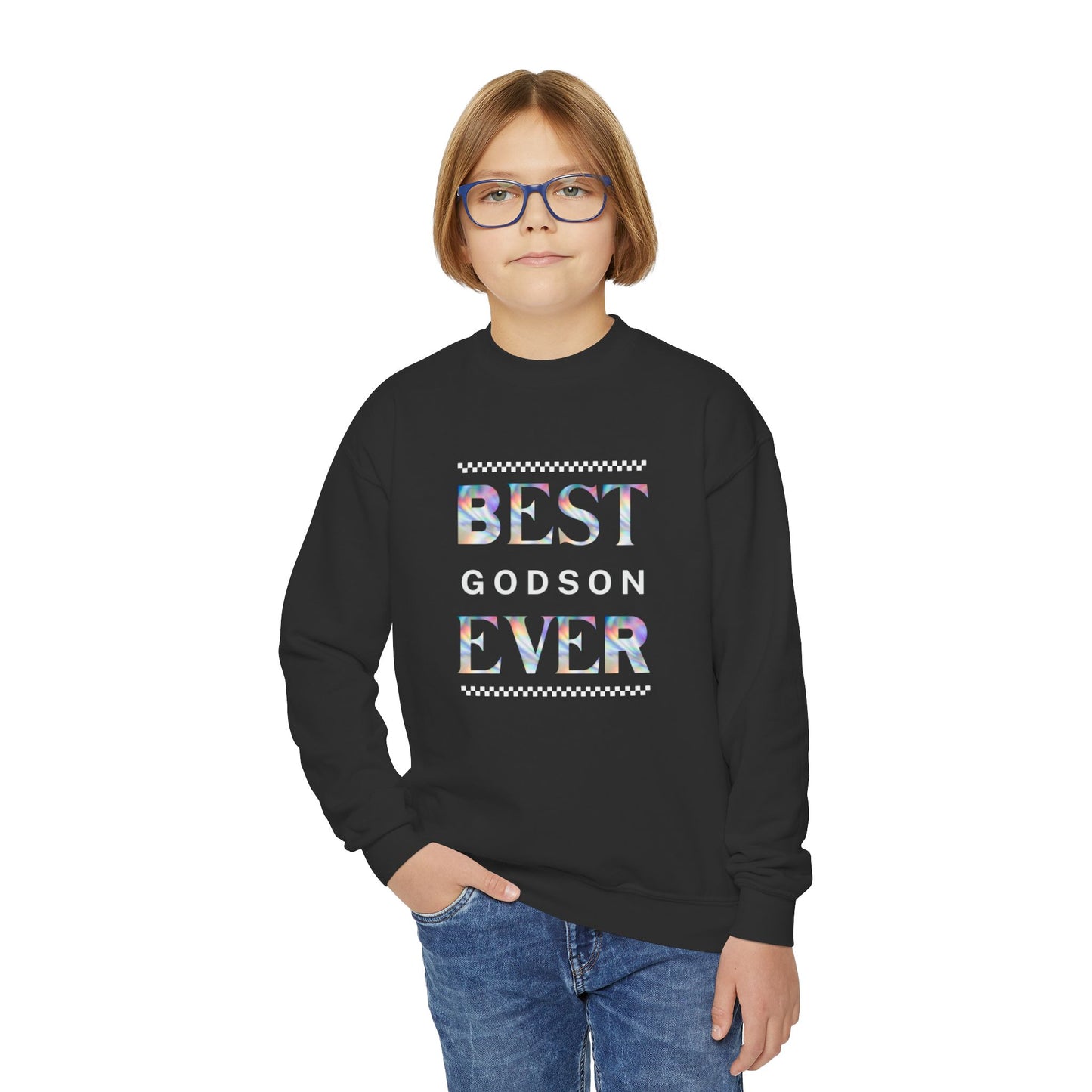 Best Godson Ever Youth Crewneck Sweatshirt - Fun Gift for Godparents, Birthdays, Celebrations